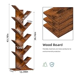 SHEEPAM 10 Tier Tree Book Shelf, Floor Standing