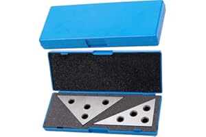 Precision Angle Block Set 2 Pcs 30-60-90 & 45-45-90 Degree Machinist Angle Plates Metal Silver 18x10x4cm Measurement Tool for