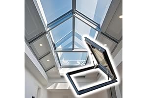VALDOZA Roof Skylight Residential, Skylight Windows for House Roof, Manual Venting Deck Installation Skylight with Double-Layer Tempered Glass, for Attic/Sun Room/Basement/Attic(LxW 55x100cm/21.7x39.4in)