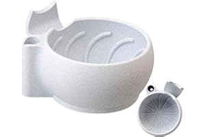 Grandslam Shaving Bowl with Ridges, Shaving Mug with Brush Stand, Shaving Soap Bowl for Shaving Cream and Soap, Durable & Holds Heat Longer, Rich & Thick Lather, Great for Traveling and Use at Home