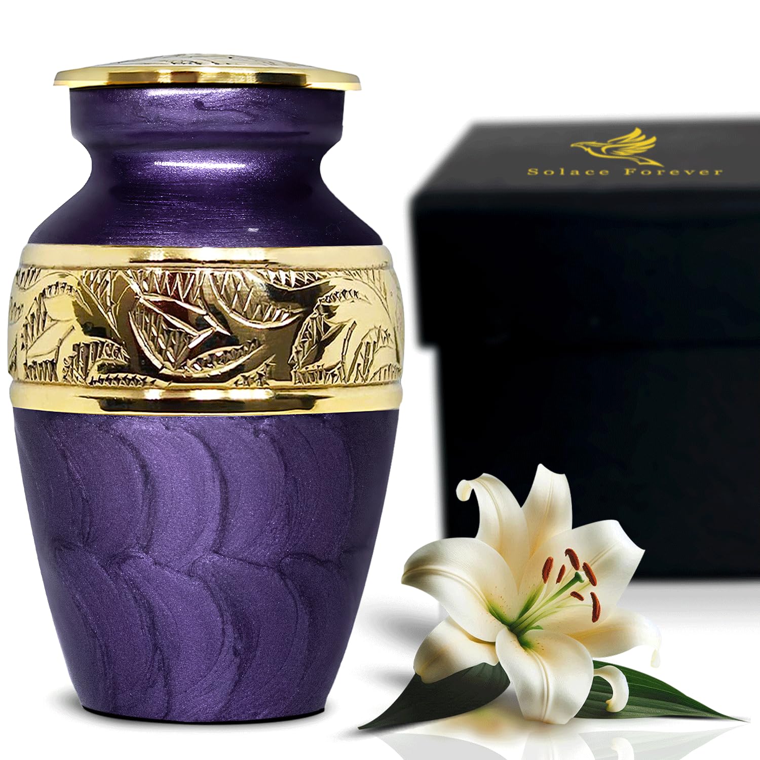 Photo 1 of Small Urns for Human Ashes - Keepsake Urn for Ashes - Decorative Memorial Mini urns for Women & Men - Personal Remembrance Urn for Your Loved Ones (Lavender Purple, Small)