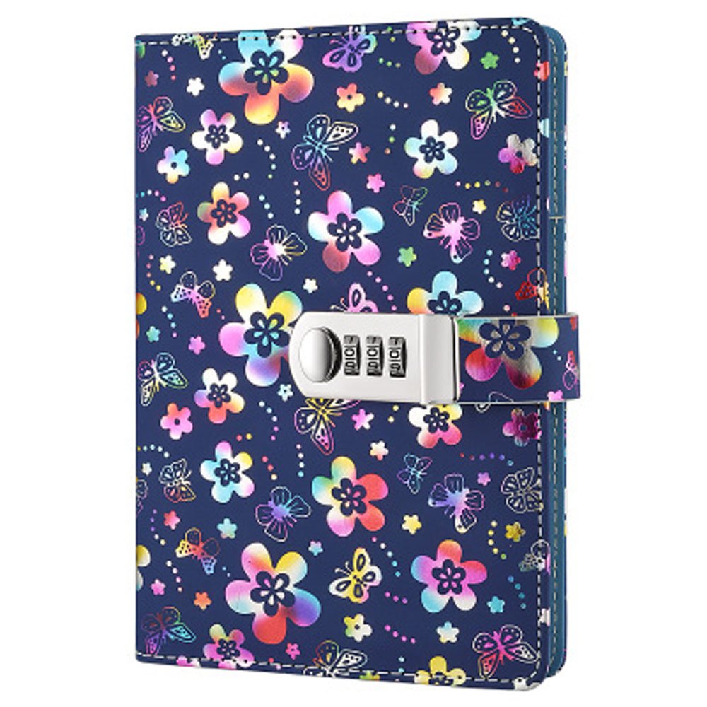 Yakri Stationery Notebook Password with Lock Diary Book Creative Password Diary Handbook Notepad Locking Journal Diary TPN102 (Colorful Flowers)