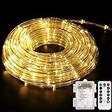 Battery Operated LED Rope Lights, YoungPower Warm White String Lights Remote Control Fairy Lights Outdoor, 40ft 120 LED Indoo