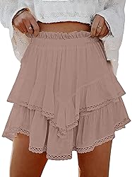 Lepunuo Womens Shorts High Waisted Skorts Flowy