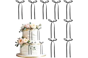 ZHUOWEISM 30 PCS Bow Cupcake Toppers Bowknot Cake Toppers Bow Cupcake Picks Bowknot Ribbons Birthday Party Decorations High Footed Cup Balloon Wall Party Decorations Wedding Bridal Cake Dessert Picks Black