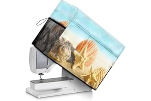 Psesaysky Beach Sewing Machine Cover Dust Cover Stain Resistant Sewing Machine Cover with Pocket to Keep Clean Compatible with Most Sewing Machine