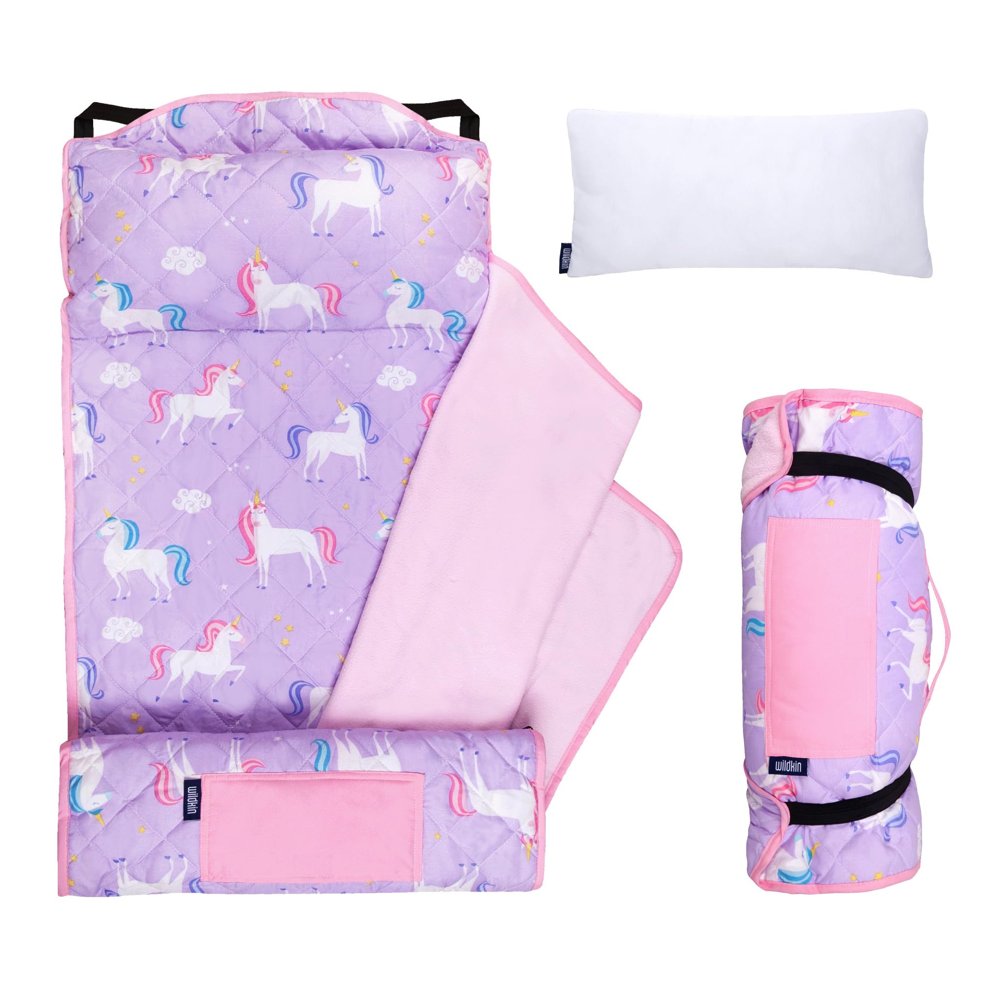 Photo 1 of Wildkin Microfiber Modern Quilted Nap Mat with Reusable Pillow for Boys & Girls, Ideal for Elementary Sleeping Mat, Soft Blend Materials with Elastic Corner Straps Nap Mats (Unicorn)