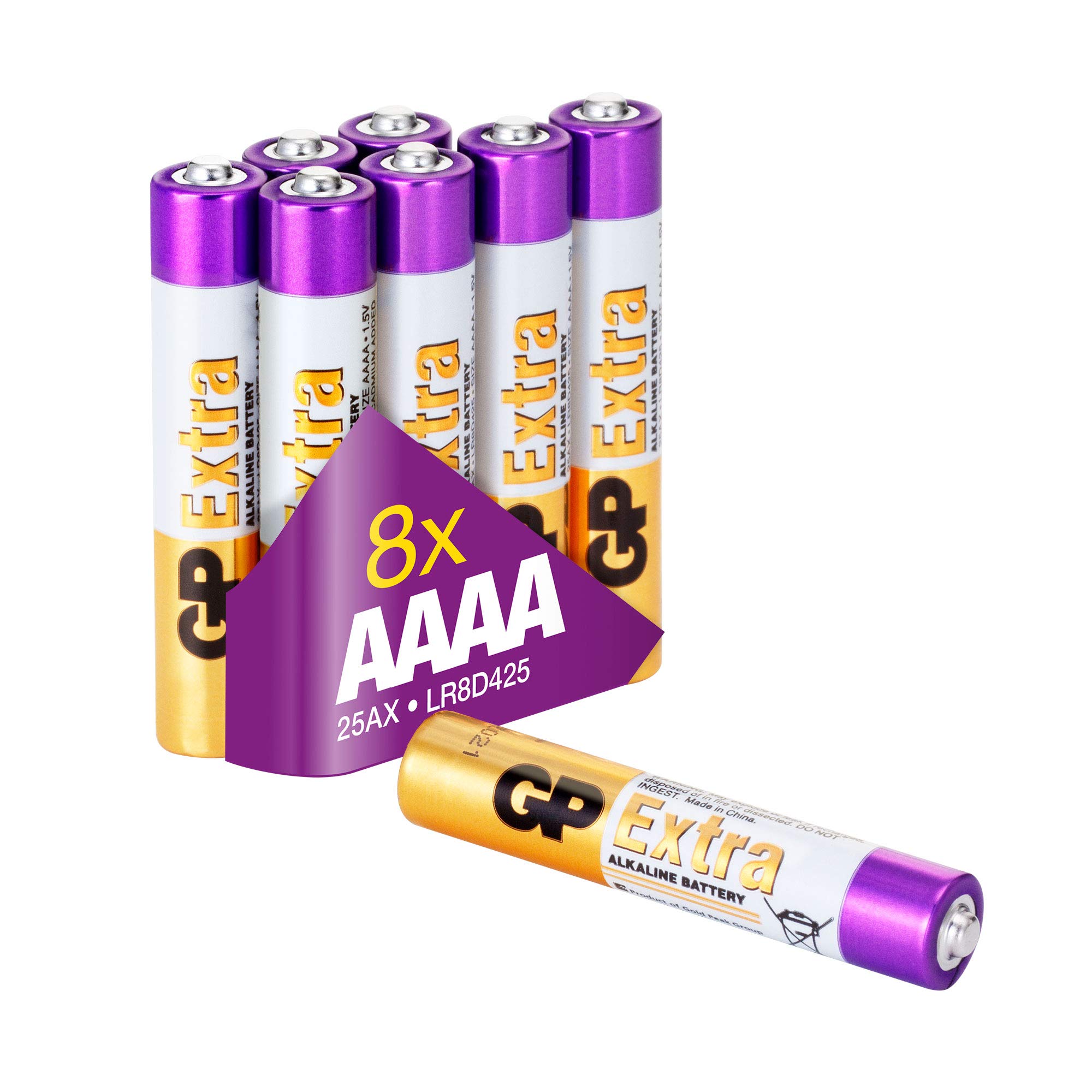 GP AAAA Batteries for surface pen Pack of 8 1.5V. Also suitable for toys/headlamps and medical devices. Also known as LR8D425 / LR61
