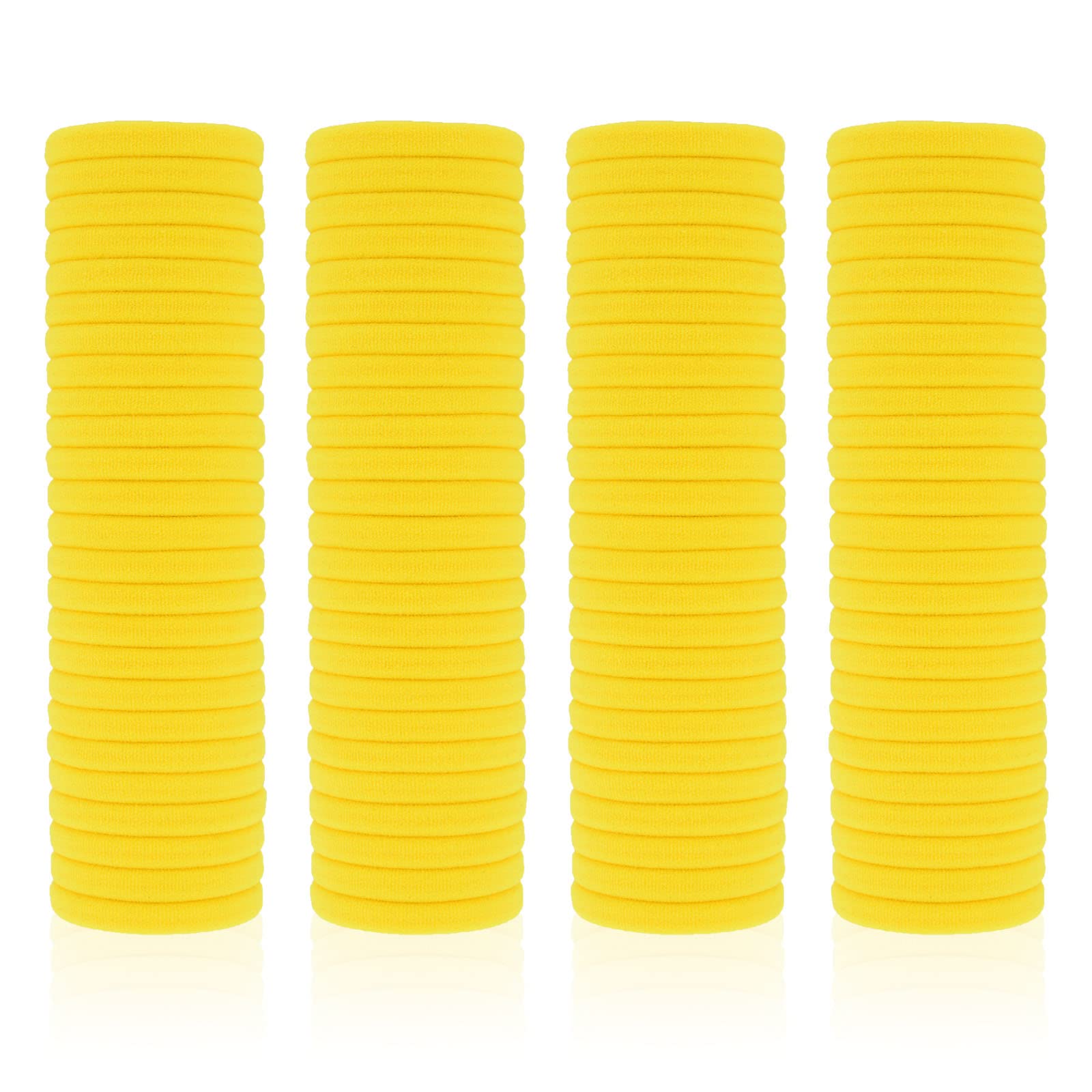 100 Pack Seamless Hair Ties for Women Girls Ponytail Holders for Thick Hair (Yellow) — image 1
