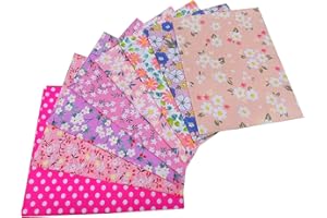 NEWAMISHQUILT 18" x 22" Fat Quarters Quilting Cotton Fabric Bundles for Sewing, 8 PCS Pink Floral
