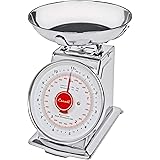 Escali DS115B Mercado Retro Classic Mechanical Dial Stainless Steel Scale, Removeable Bowl, Tare Functionality, 11lb Capacity