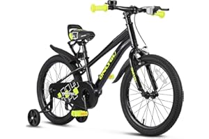 UOKAA Stylish Kids Bike for Ages 4-9 - Easy Assembly Safe & Stable Ride, 16-18 Inch Wheels, Vibrant Colors, Includes Training Wheels