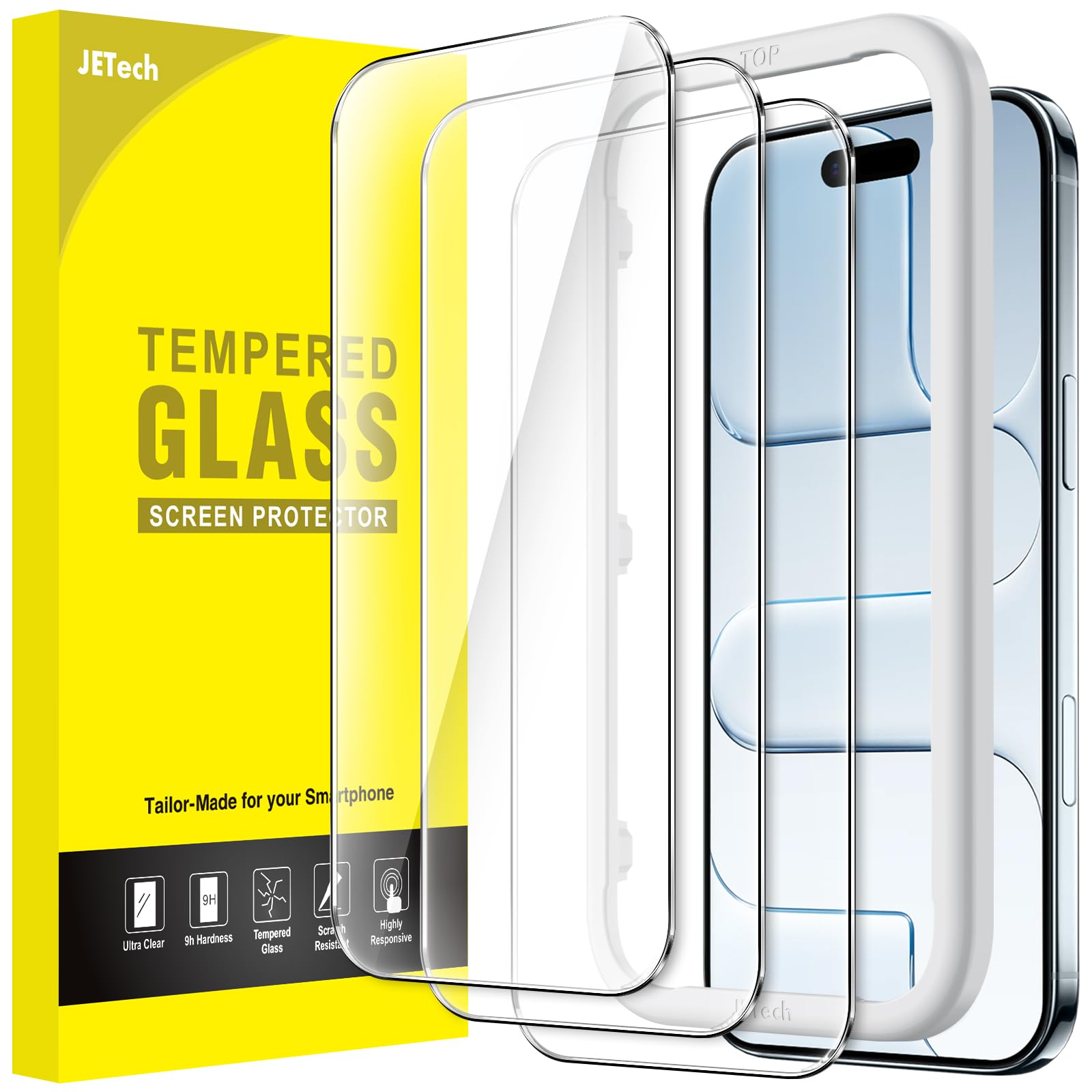 Photo 1 of JETech Screen Protector for iPhone 17 Air, Tempered Glass Film with Easy Installation Tool, 9H Hardness, Case-Friendly, 6.5-Inch Display, 3-Pack
