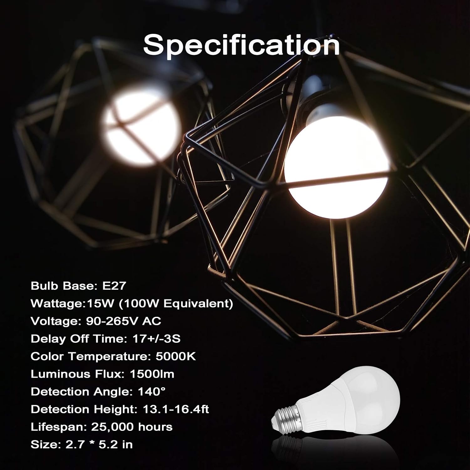 Greenic Radar Motion Sensor Led Light Bulb, 15W(100W Equivalent), E27 Screw - Image 3
