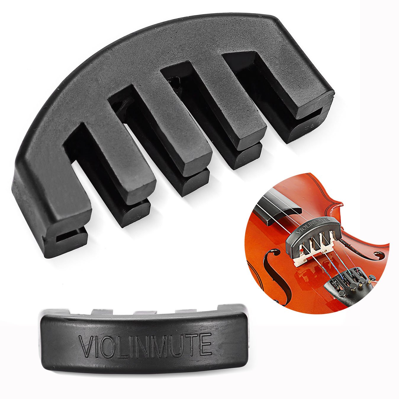 Cisixin Rubber 4/4 Violin Practice Mute with 5 Prongs Black