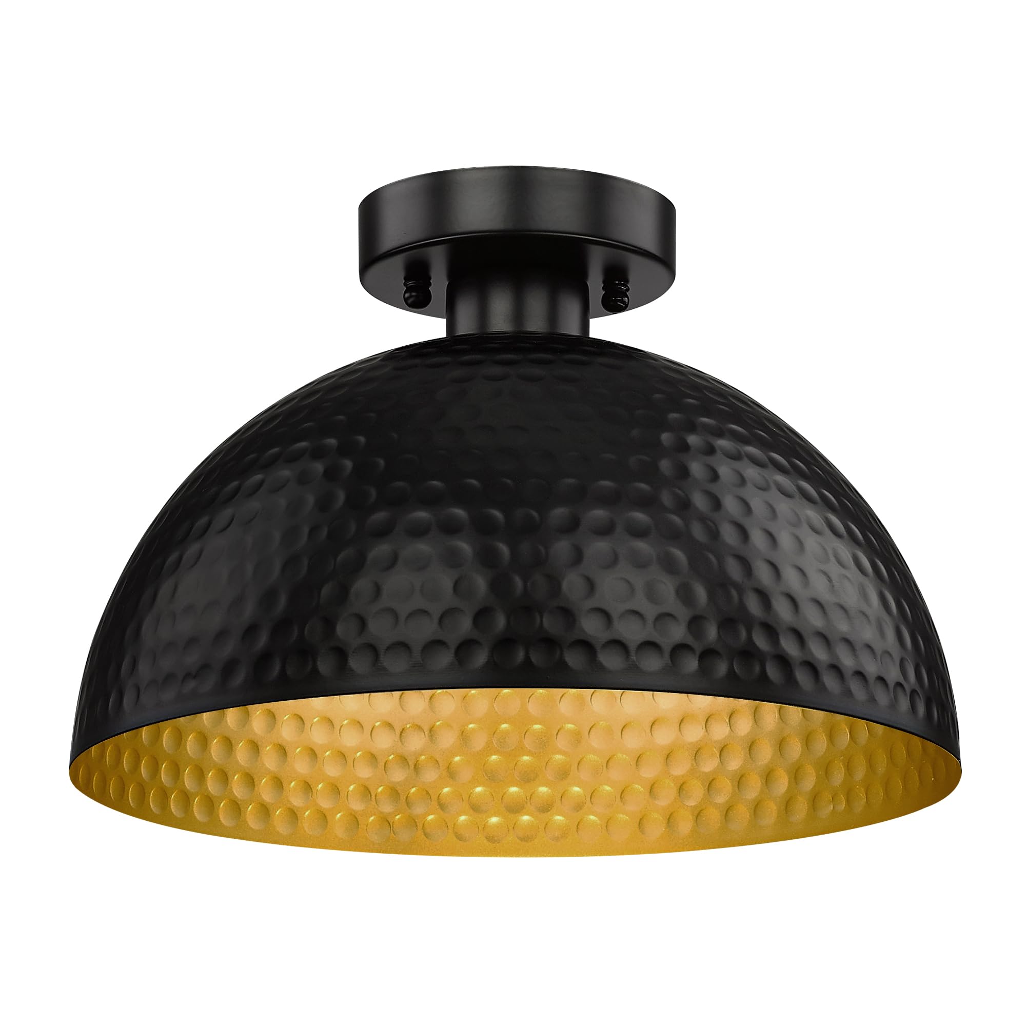 Photo 1 of ELYONA Hammered Semi Flush Mount Light Fixture, 12 inch Farmhouse Ceiling Light Fixture with Modern Black and Gold Finish for Bedroom, Bathrooms, Hallway, Kitchen, Porch, Laundry, Foyer