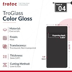 Trotec | Satin Plexiglass Sheet | 4 Pcs | Matte