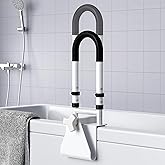 Adjustable Bathtub Safety Rail: Shower Grab Bar Handle for Seniors, Elderly, and Disabled, Fits 3.1 to 6.7 Inch Tub Walls, Ba