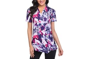 Viracy Womens V Neck Golf Polo Shirts Short Sleeve Quick Dry Workout Tops