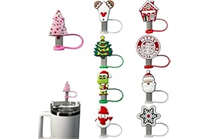 AINEEDY 9 Pcs Straw Cover Cap for Stanley 30&40 oz Tumbler Cups, 0.4 in / 10mm Wide Cute Silicone Straw Topper Tips Lids Protectors for Compatible with Stanley Cup Straws Accessories