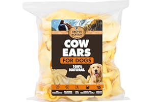 BRUTUS & BARNABY Cow Ears for Dogs – Whole Ears 12 ct, Thick Cut, Grass-Fed Angus Beef, All-Natural No-Rawhide Dog Treat Alternative