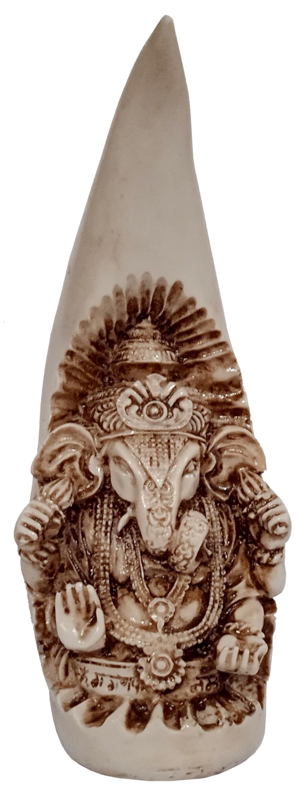 Purpledip Resin Idol Ganesha Inside Tusks: Dant Ganapathi Ivory Finish Statue For Home Temple (12697)