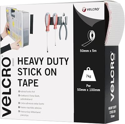 VELCRO Brand Heavy Duty Stick On 50mm x 5m White Tape