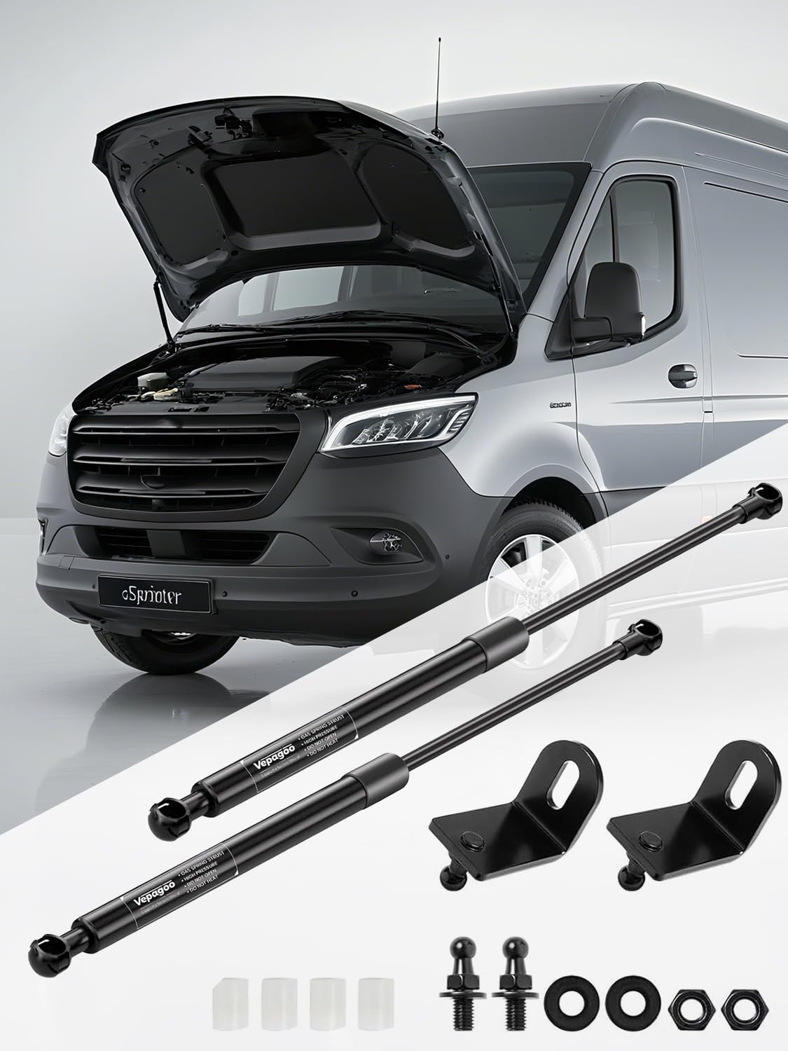 Photo 1 of Vepagoo Front Hood Strut Kit fit for Mercedes-Benz Sprinter 907 910 VS30 2018-2024 Lift Supports Gas Shocks, 2 Pcs