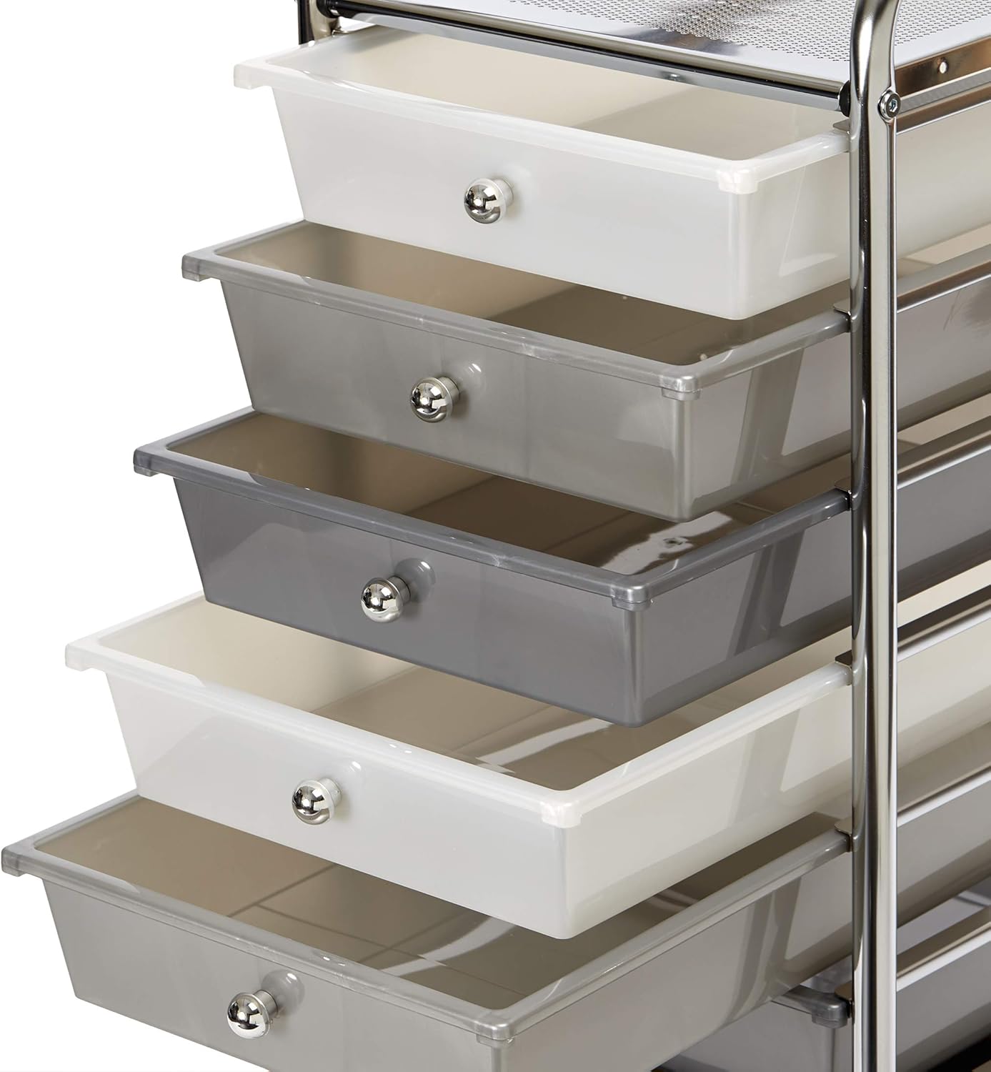 Seville Classics 8-Drawer Multipurpose Mobile Rolling Utility Storage Bin Organizer Cart, White/Gray/Black Gradient: Furniture & Decor