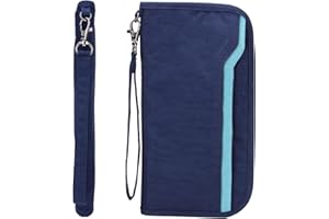 ZOPPEN Passport Holder Family RFID Passport Wallet, Passport Holder Women/Men, Travel Wallet Documents Organizer Zipper Case with Removable Wristlet Strap, Travel Essentials for Flying