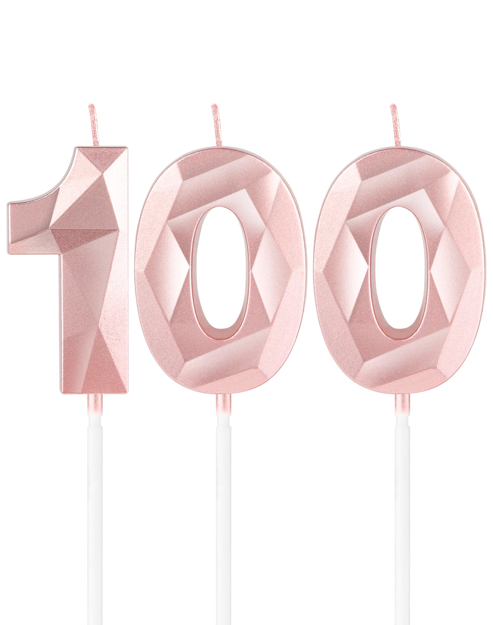 mciskin Rose Gold 100th Birthday Candles,100th Birthday Decorations for Women,3D Number 100 Candle for Cake,Rose Gold Candles Cake Topper for Her Women Party Decorations Wedding Supplies