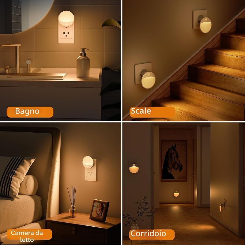 Luce Notturna Bambini, 2 Pezzi 3 Modalità Luce Notturna da Presa