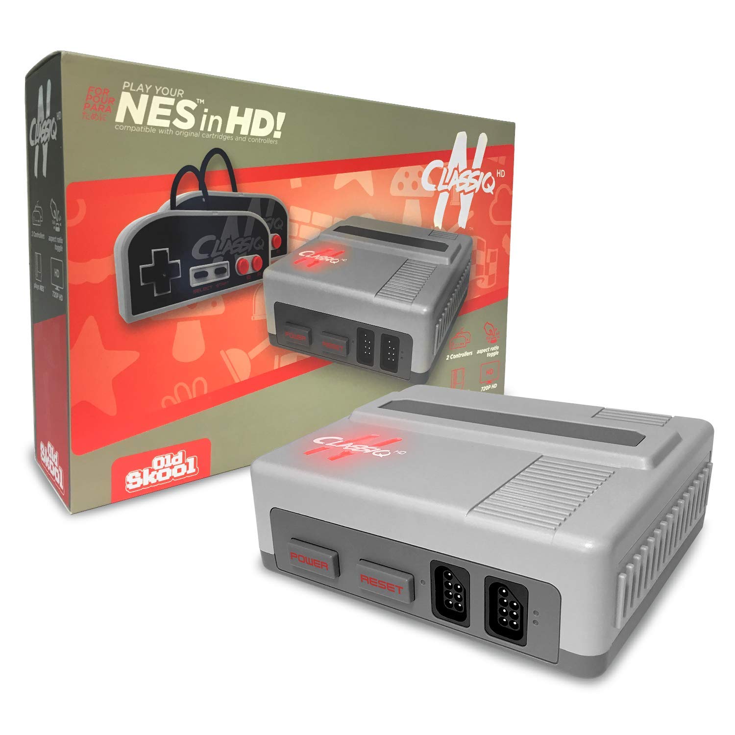 Old Skool CLASSIQ N HD Console Compatible with NES- Clone System Plays 8-bit game cartridges in HD: Video Games