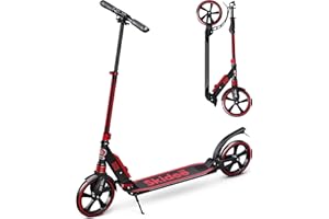 Skidee Adult & Teen Scooter Adjustable Height, Folding, Large Wheels, Lightweight, Durable, Anti-Shock Suspension, Up to 220 lbs