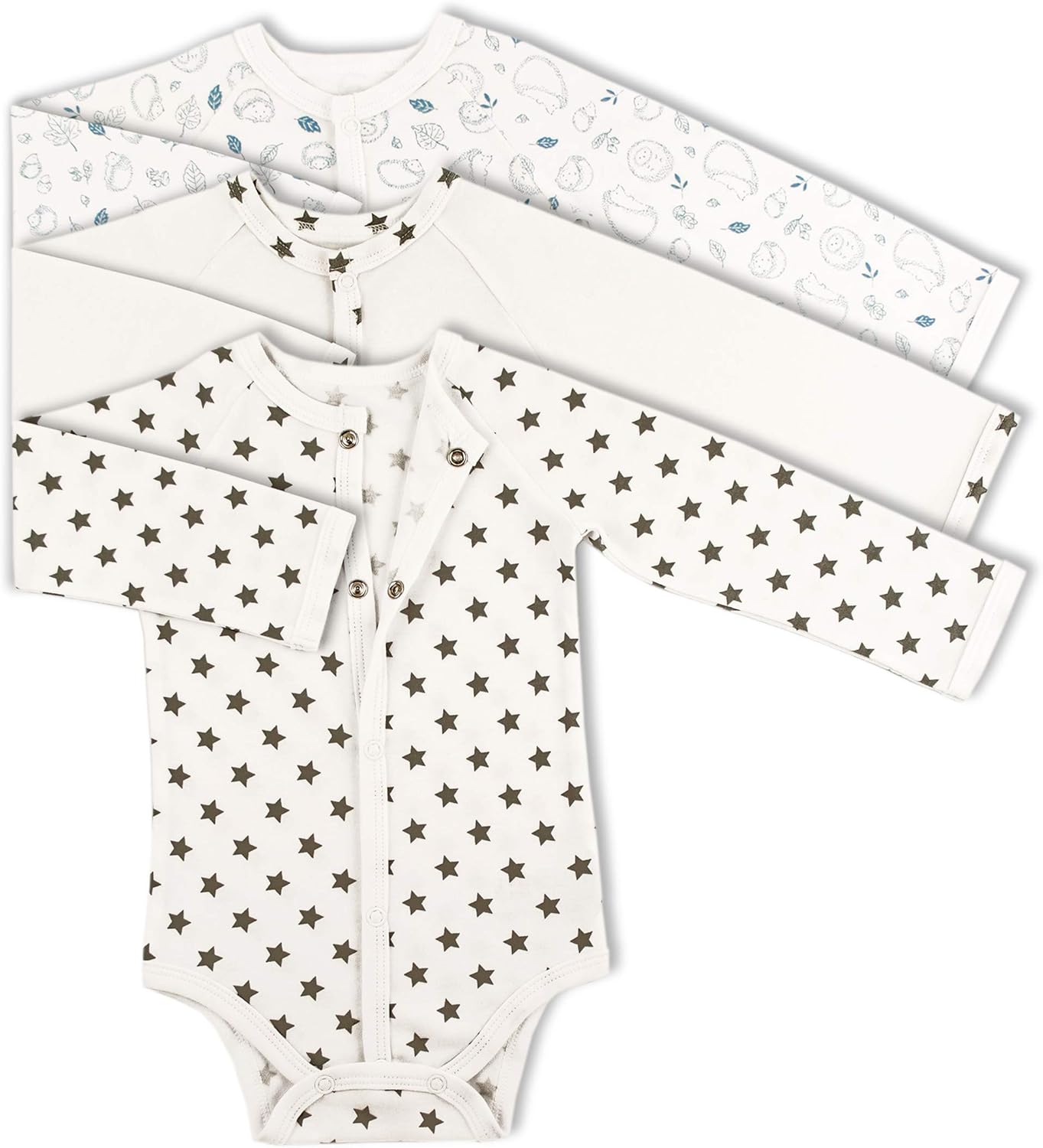 Bernîsa Langarmbodys/Babybodys 3-Stück für Baby-Mädchen aus 100% Baumwolle, mit dem ...