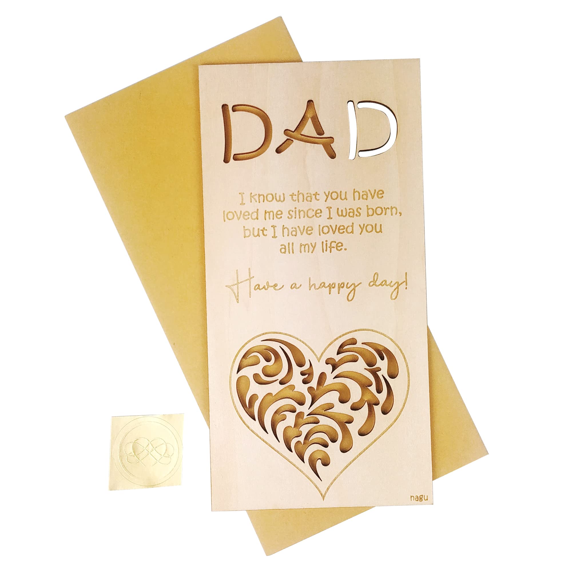 nagu® EN - Dad Gifts | Wooden Card with Emotional Phrase, Laser Engraved and Fretworked | Dad Birthday Gifts from Daughter | Fathers Gifts from Daughter | Dad Gifts from Daughter