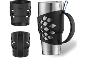 SHTCSZBA Handle for 30 OZ Tumblers, Yeti Rambler Handle Anti Slip, Silicone Sleeve Holder for Yeti Rambler/RTIC Tumbler/Corkcicle Tumbler Grip Holder (30oz Black)
