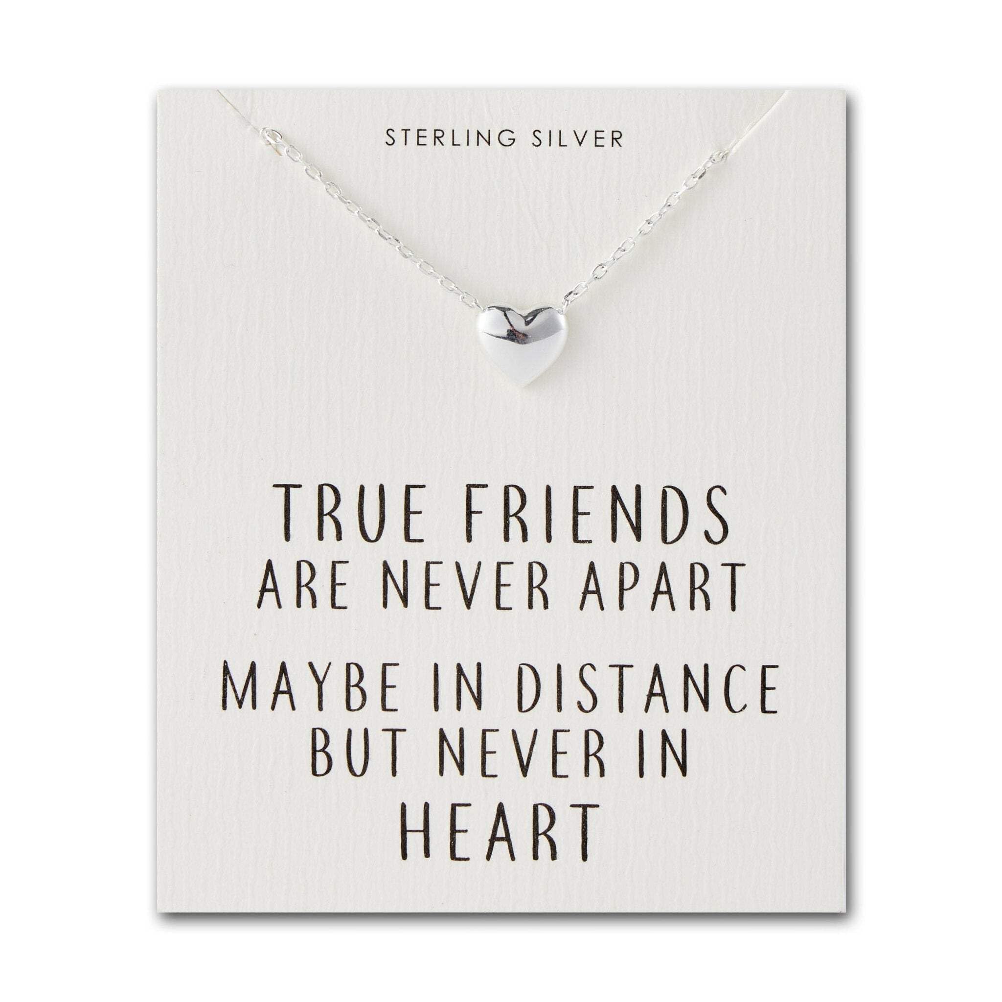 Philip Jones Sterling Silver Friendship Quote Heart Necklace