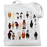 LADOCK Horse Tote Bag, Horse Lovers Gifts Canvas Tote Bags for Women, Gifts for Animal Lovers, Farmhouse Animal Horses Reusable Grocery Shopping Bags