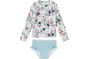 upandfast Girls Rash Guard Set Long Sleeve Two Piece Swimsuit with UPF 50+ Sun Protection for Girls 3-8 Years