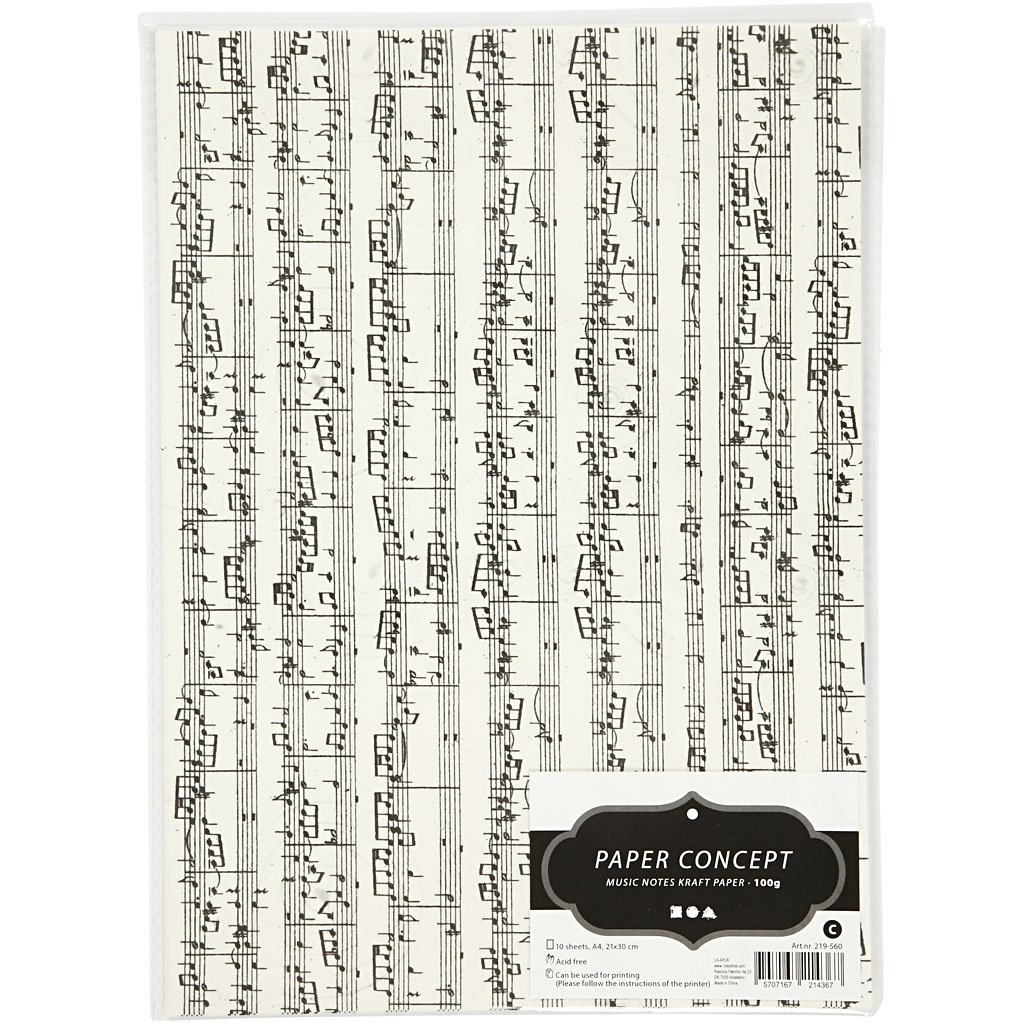 Paper Concept Papier Kraft Imprime 21x30 Cm Notes De Musique 10 Feuille Amazon Fr Commerce Industrie Science
