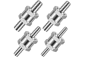 Tandefio 4 Pcs 1/4'' 5/16'' 3/8'' 1/2'' Fuel Non Return Inline One Way Check Valve for Fuel Line Oil Petrol Diesel Gasoline Water Aluminium Alloy Silver, 6 mm 8 mm 10 mm 12 mm