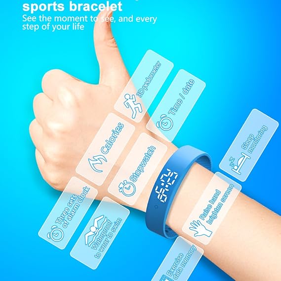 cokc Non-Bluetooth Pedometer Smart Watch Bracelet Smart Wristband Pedometer Fitness Tracker Watch [No App & Phone Needed] for Kids Men Women Walking ...