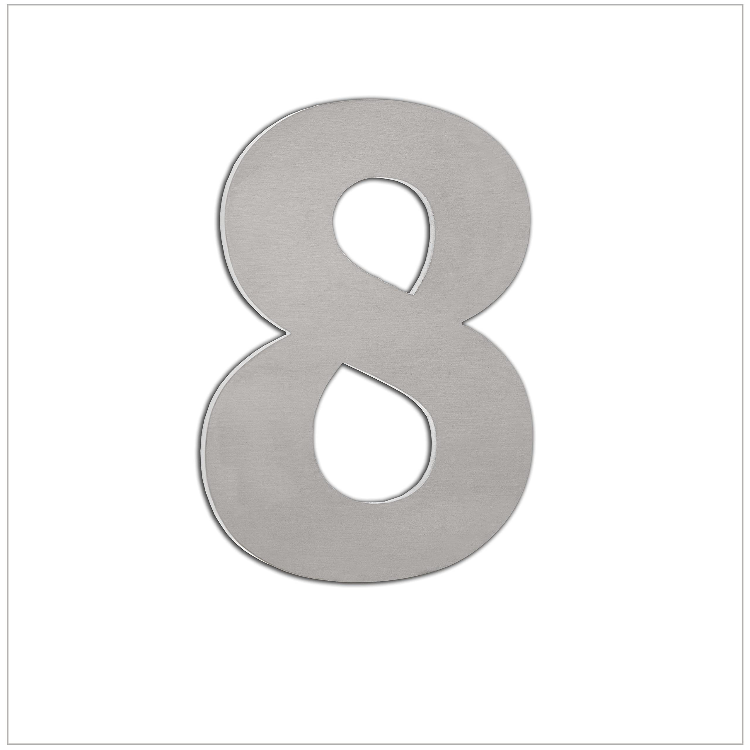 EVI Herrajes | House Number | 8cm Adhesive Stainless Steel Door Numbers | Waterproof | "8" Digit