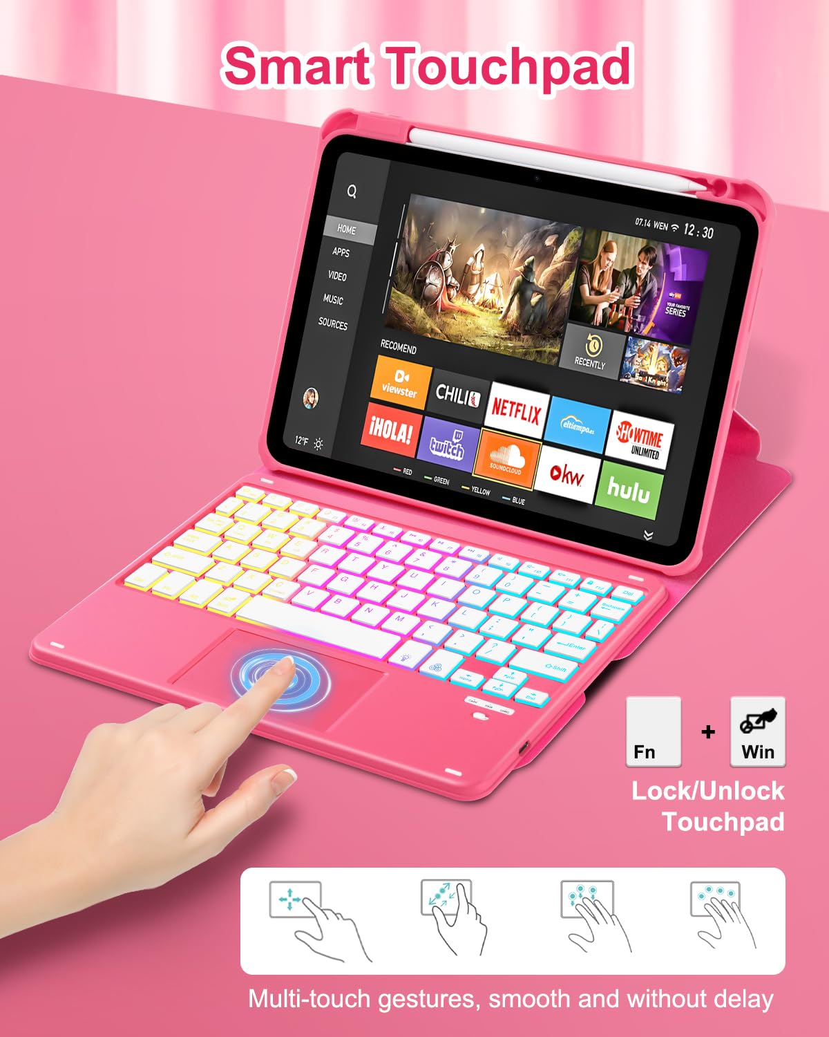 MePadKey Touchpad Keyboard Case for iPad (A16) 11th 10th Generation, 360 Rotation Cover with Pencil Holder Wireless Backlit Detachable Keypad for iPad 11 inch 2025/10 Gen 10.9