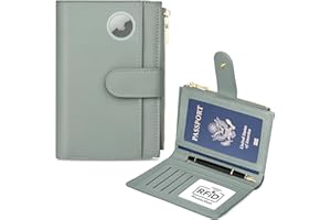 ZENTREON Passport Holder for Travel, Leather Passport Wallet with Airtag Slot, RFID Blocking Travel Wallet for Women Men, Pas