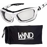 WYND Blocker Motorcycle Riding Glasses Extreme Sports Wrap Sunglasses (White/Clear)