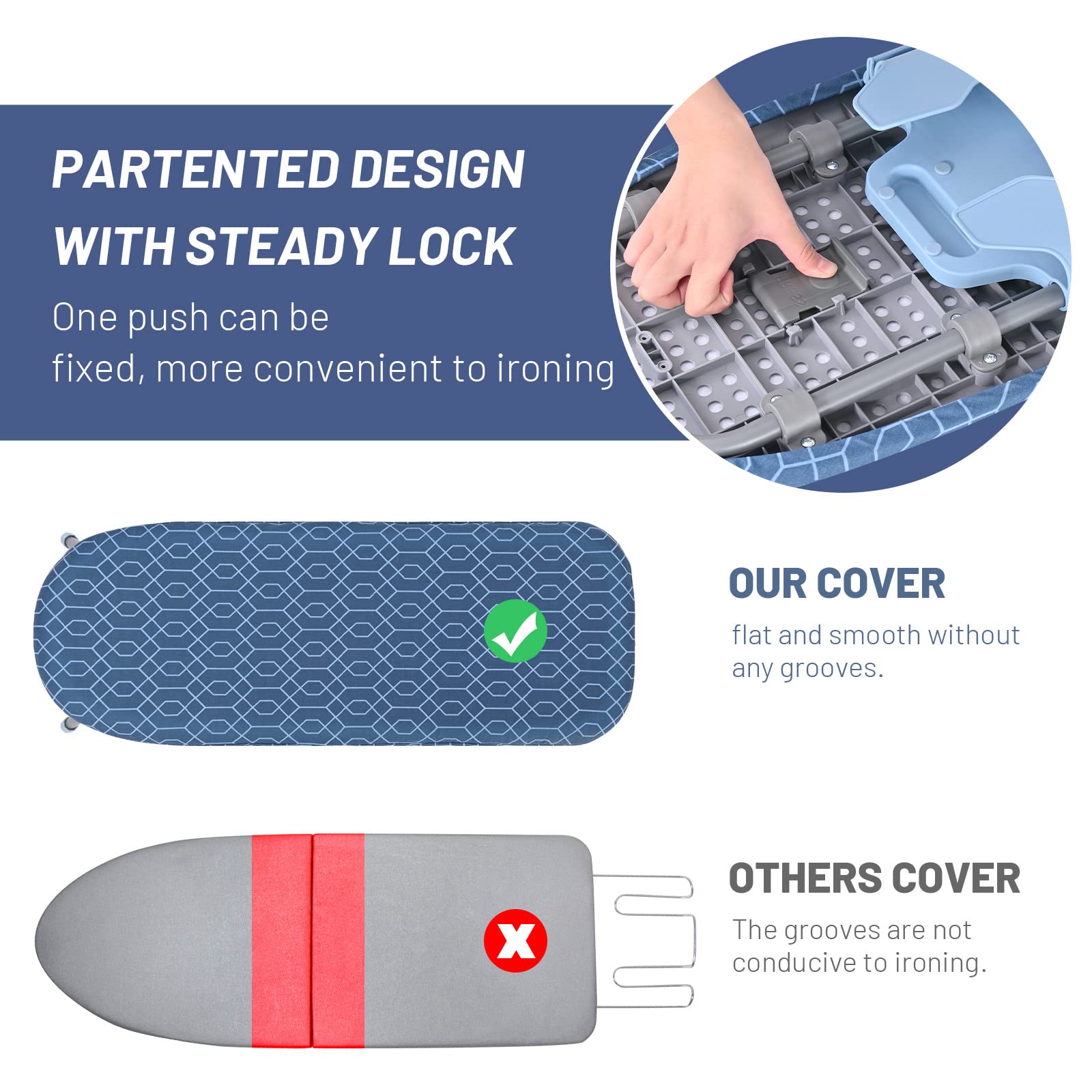 APEXCHASER Ironing Board Small with Iron Holder, Tabletop Small Iron Board with 2 Heat Resistant Ironing Covers, Portable Tabletop Ironing Board with Non-Slip Feet for Home Travel Use