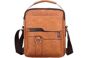 JINGTIANCD Small Crossbody Bag, Mens Shoulder Bag, Vintage leather Bag Office Business for Men, Handbag Purse Zipper