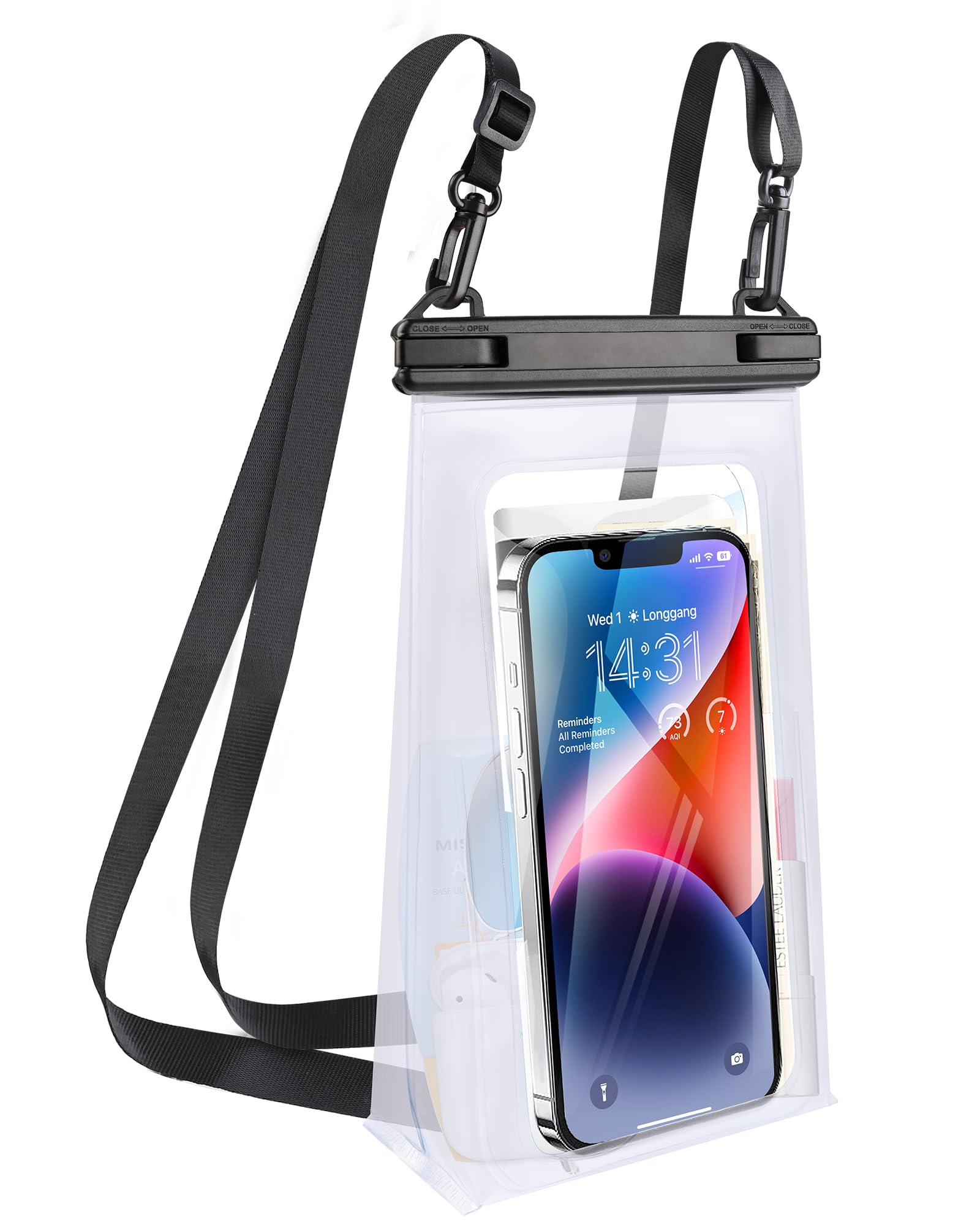 Photo 1 of TDLIRH Large Waterproof Phone Pouch Universal Phone Waterproof Case for iPhone 15 14 13 12 Pro Max Galaxy S22 S21 IPX8 Water Proof Dry Bag with Wide Lanyard Large Capacity Waterproof Bag for Swimming